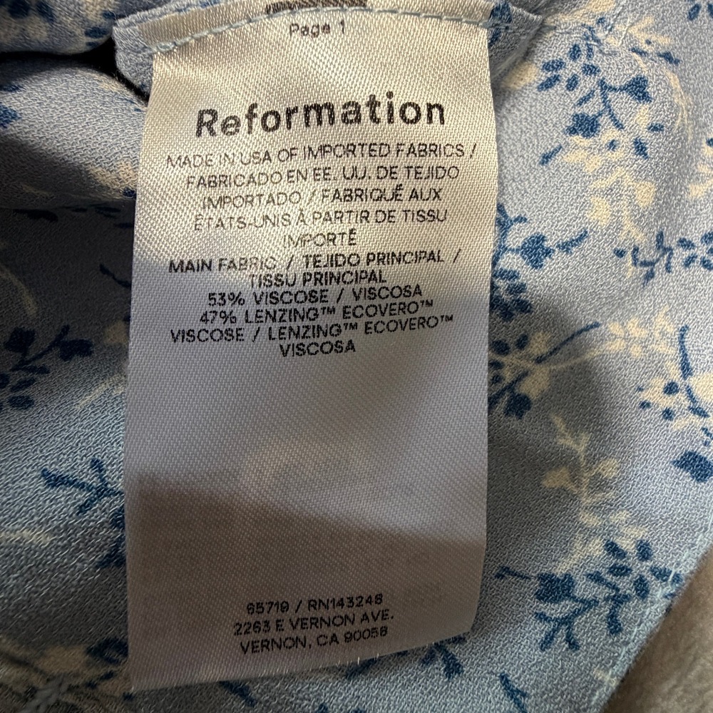 Reformation Hester Tank Top 4 Blue Floral Coquette  Sweetheart Cami Cottagecore - Picture 10 of 13